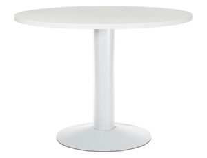 Mesa de reuniao rocada meeting 3005atw04 estrutura coluna aco branco tabuleiro em madeira branco 100 cm diametro