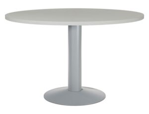 Mesa de reuniao rocada meeting 3006at02 estrutura coluna aco cinza tabuleiro em madeira cinza 120 cm diametro