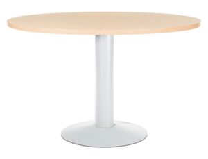 Mesa de reuniao rocada meeting 3006atw01 estrutura coluna aco branco tabuleiro em madeira faia 120 cm diametro