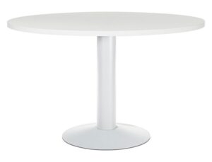 Mesa de reuniao rocada meeting 3006atw04 estrutura coluna aco branco tabuleiro em madeira branco 120 cm diametro