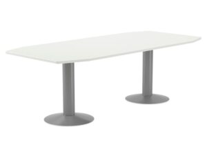 Mesa de reuniao rocada meeting 3003at04 estrutura com coluna duplo aco cinza tabuleiro em madeira branco 220x100x72 cm