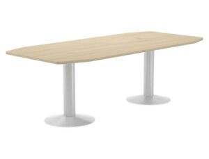 Mesa de reuniao rocada meeting 3003atw01 estrutura com coluna duplo aco branco tabuleiro em madeira faia 220x100x72 cm