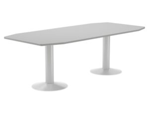 Mesa de reuniao rocada meeting 3003atw02 estrutura com coluna duplo aco branco tabuleiro em madeira cinza 220x100x72 cm
