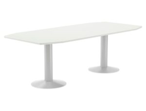 Mesa de reuniao rocada meeting 3003atw04 estrutura com coluna duplo aco branco tabuleiro em madeira branco 220x100x72 cm