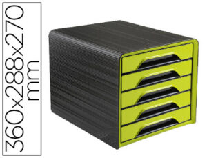 BLOCOS CLASSIFICADORES DE SECRETARIA CEP 5 GAVETAS VERDE/PRETO 360X288X270 MM