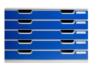 Modulo cajones sobremesa exacompta system 5 cajones poliestireno din a3 azul/gris 350x288x320 mm