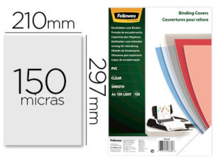 Capa de encadernacao fellowes pvc din a4 transparente 150 microns pack de 100 unidades