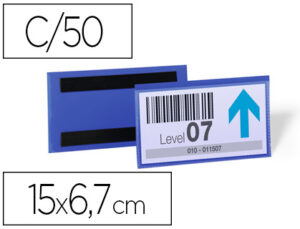 Bolsa durable magnetica 150×67 mm plastico azul janela transparente pack de 50 unidades