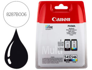 TINTEIRO CANON PG-545 / CL-546 PIXMA MG2550 / MG3050 / TR4550/S205/S305/TS3352 PACK 2 CORES PRETO COR