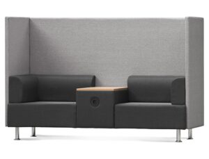 Sofa rocada 2 lugares + mesa forrado cor preto / cinza 200x129x68 cm