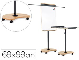 Quadro movel rocada metalico magnetico com rodas 69x99 cm 2 bracos extensiveis lateral e bandeja para marcadores