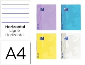 Caderno agrafado oxford openflex capa plastico din a4 48 folhas pautado cores pastel sortidas