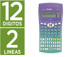 Calculadora milan cientifica m240 sunset capa translucida 2 linhas 240 funcoes 10+2 digitos cor verde turquesa/lilas