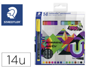 Marcador staedtler lumocolor retroprojecao ponta de fibra permanente 317 caixa de 14 unidades cores sortidas