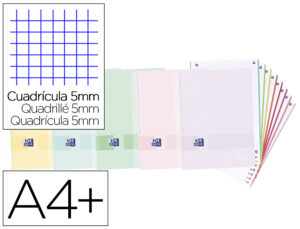 Caderno espiral oxford live & you europeanbook 8 capa polipropileno din a4+ 160 folhas quadricula 5 mm cores