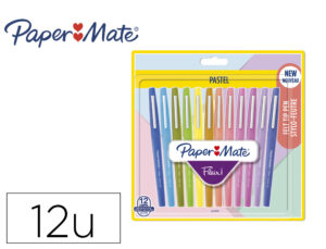Marcador paper mate flair pastel ponta de fibra blister de 12 unidades cores sortidas