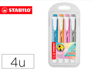 Marcador fluorescente stabilo swing cool pastel estojo de 4 unidades cores sortidas