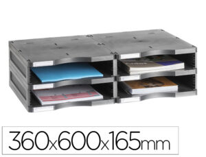 Modulo classificador archivo 2000 archivodoc 4 compartimentos cor preto 360x600x165 mm