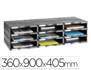 Modulo classificador archivo 2000 archivodoc 9 compartimentos cor preto 360x900x405 mm