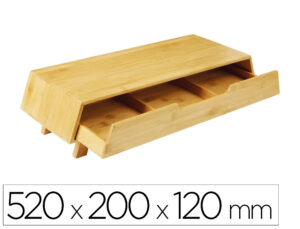 Suporte para ecra cep bambu com gaveta tres departamentos 520x200x120 mm
