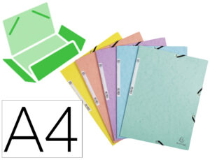 Pasta exacompta aquarel elasticos cartolina acetinada tres abas din a4 cores pastel sortidas pack de 6 pastas