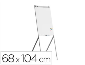Quadro branco rocada com tripe para conferencias lacado magnetico metalico com braco extensivel lateral para 2 folhas 68