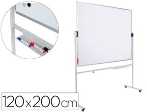 Quadro branco rocada giratorio dupla face aco lacado magnetico com bandejas acessorios 120x90 cm