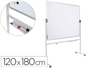 Quadro branco rocada giratorio dupla face aco lacado magnetico com bandejas acessorios 150x180 cm