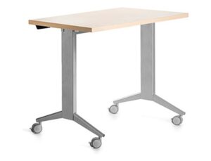 Mesa de escritorio rocada 120x60cm com tabuleiro rebativel 90 acabamento fd01 aluminio/faia