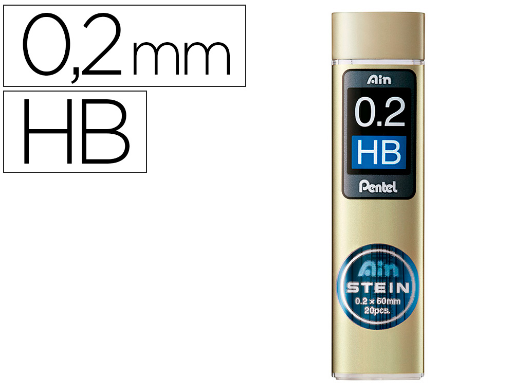 Minas pentel ain stein 0.2 hb estojo com 20 unidades