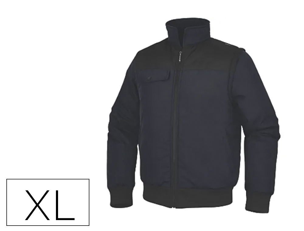 Colete deltaplus multibolsos com fecho e mangas amoviveis 80% poliester 20% algodao tamanho xl cor azul marinho/preto