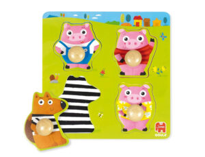 Puzzle goula madeira 4 pecas os 3 porquinhos
