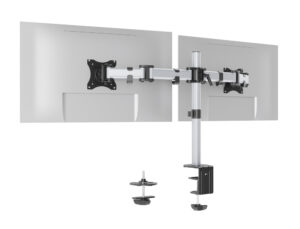 BRACO PARA MONITOR PLANO DUPLO DURABLE NORMA VESA COM ALTURA INCLINACAO E ROTACAO AJUSTAVEL ATE 27" E ATE 8 KG