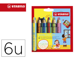 LAPIS DE COR STABILO WOODY 3 EM 1 DUO ESTOJO DE 6 CORES SORTIDAS