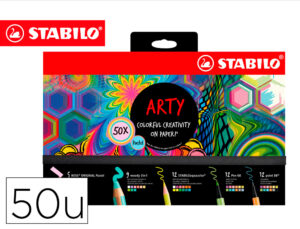 Conjunto stabilo criativo arty line pastel 50 unidades sortidas