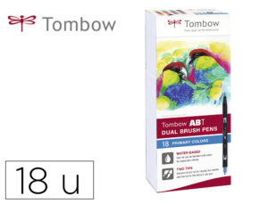 Marcador tombow dual brush ponta dupla pincel cores primarias estojo de 18 unidades cores sortidas