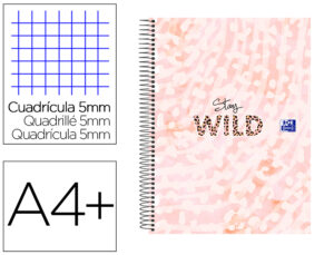 PASTA COM RECARGA OXFORD EUROPEANBOOK 5 ANIMAL PRINT DIN A4+ QUADRICULA 5 MM 120 FOLHAS