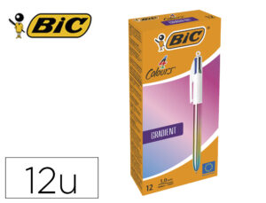 Esferografica bic quatro cores gradiente caixa de 12 unidades cores sortidas