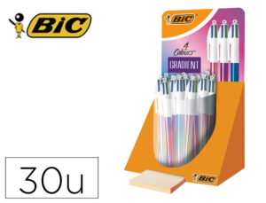 Esferografica bic quatro cores gradiente expositor de 30 unidades cores sortidas