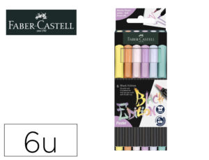 Marcador faber castell black edition ponta de pincel pastel caixa de 6 unidades cores sortidas