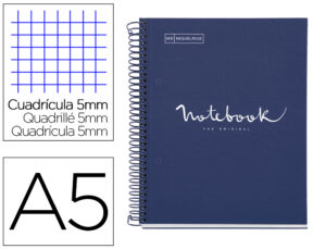 Caderno espiral miquelrius notebook 1 emotions capa forrada din a5 microperfurado 80 folhas 90 gr quadricula 5 mm cor az
