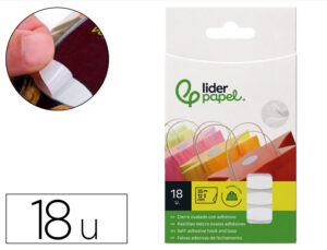 Velcro autoadesivo ovalado liderpapel branco blister de 18 unidades