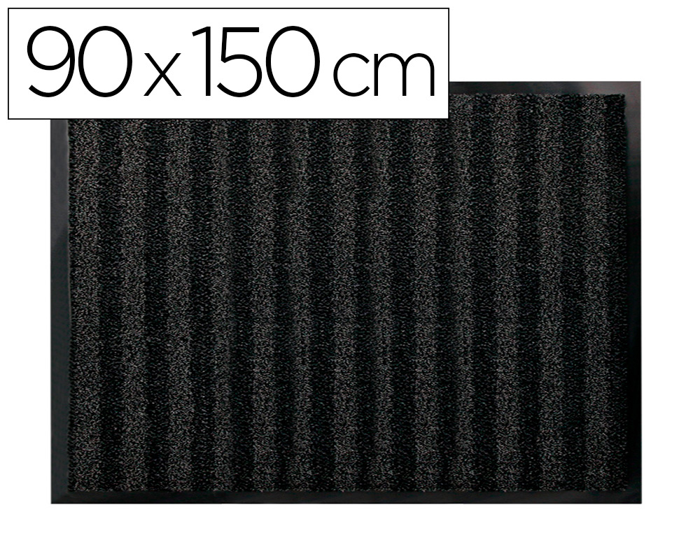 Tapete de chao q-connect premium para interiores antideslizante fibra polipropileno e feltro cinza 90×150 cm