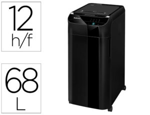 Destruidora de documentos fellowes automax 350c capacidade 350h seguranca p4 agrafes clips e cartoes cesto 68 l
