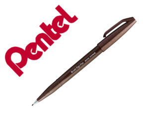 Marcador pentel brush sign pen cor castanho escuro