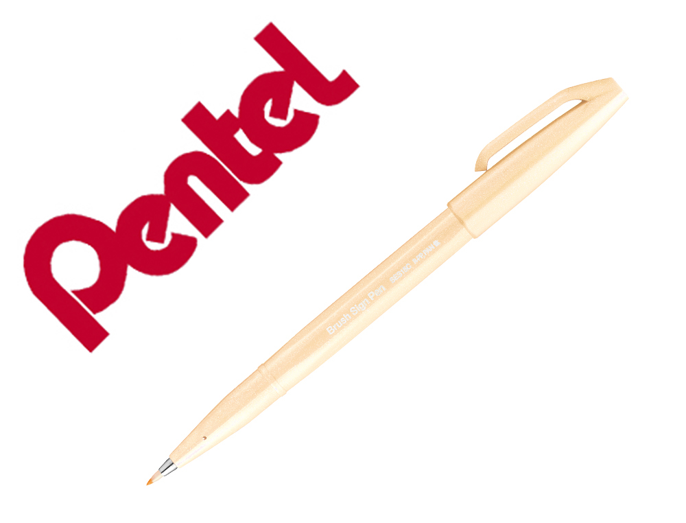 Marcador pentel brush sign pen cor laranja palido