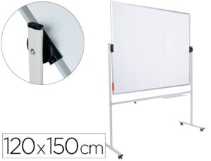 Quadro branco rocada aco vitrificado magnetico moldura aluminio dupla face giratorio 120x150 cm
