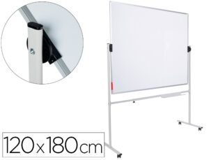 Quadro branco rocada aco vitrificado magnetico moldura aluminio dupla face giratorio 120x180 cm
