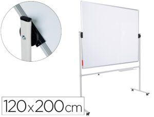 Quadro branco rocada aco vitrificado magnetico moldura aluminio dupla face giratorio 120x200 cm
