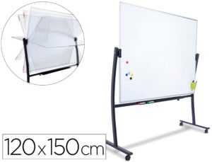 Quadro branco rocada aco lacado magnetico moldura aluminio dupla face giratorio curve 120x150 cm